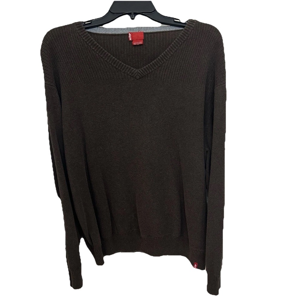 Levi's V-Neck‎ Sweater Men's XL Brown Pullover Red Tab Eclectic Grandpa EUC